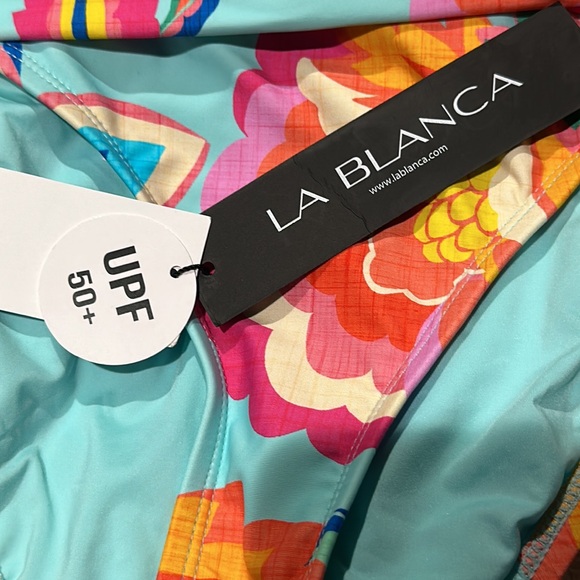 🌸1NEW LA BLANCA BREZZY BEAUTY SIDE BAND SHIRRED HIPSTER BOTTOM Women’s Sz 8 NWT. - Picture 5 of 8